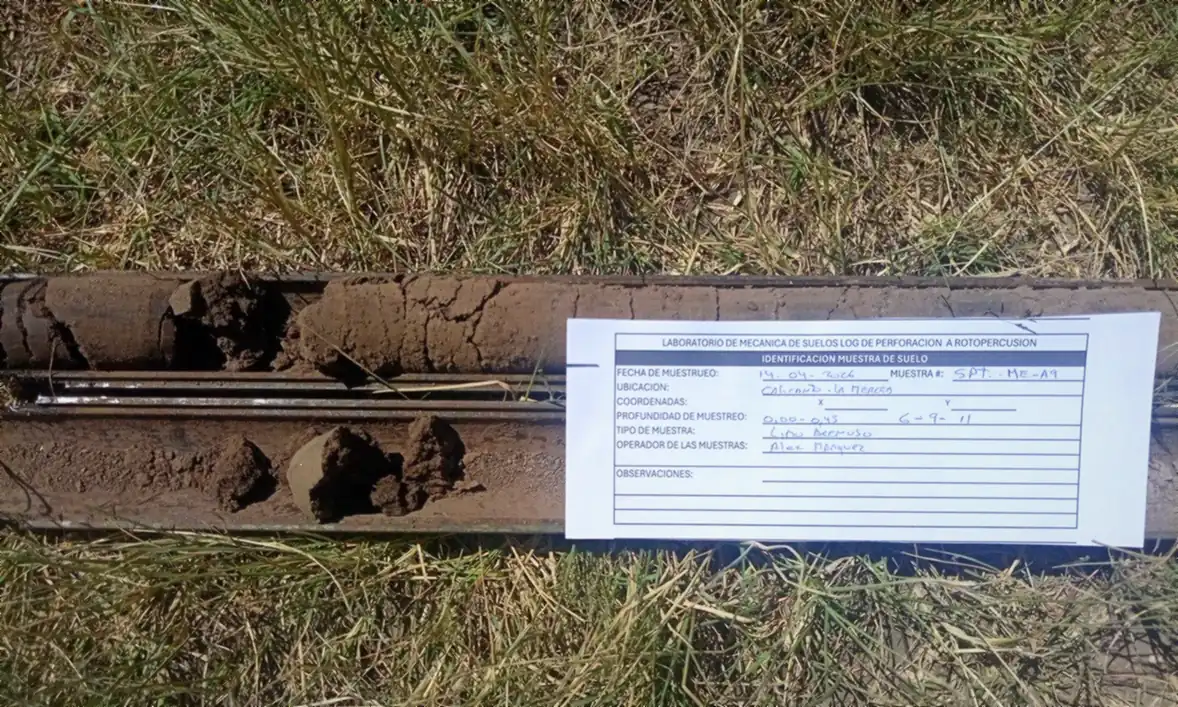 Muestras de suelo recuperadas durante la exploración